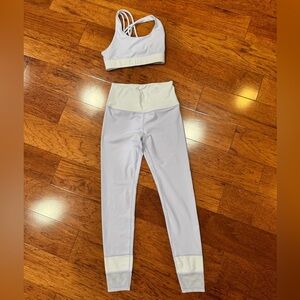 Allfenix  Workout Set Gym Stretch Stripe Ankle Length Purple Size XS/S